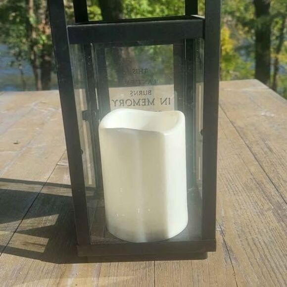 Memorial Lantern – “This Lantern Burns in Memory” – LED Candle & Timer – 10" - Picture 3 of 4